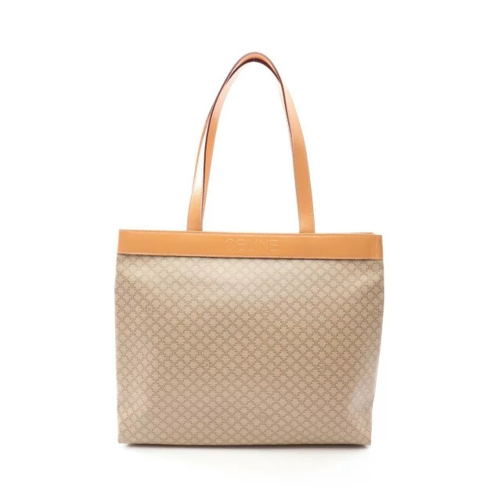Celine Macadam Tote Bag Canvas Leather Beige Cream